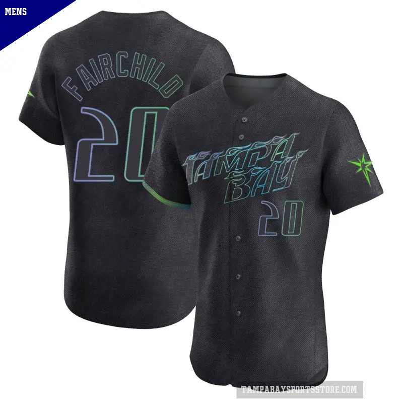 Men's No.20 Stuart Fairchild Tampa Bay Rays Charcoal Elite 2024 City Connect Jersey