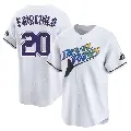 Men's No.20 Stuart Fairchild Tampa Bay Rays White Limited Throwback Cooperstown Jersey