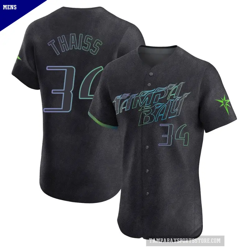Men's No.34 Matt Thaiss Tampa Bay Rays Charcoal Elite 2024 City Connect Jersey