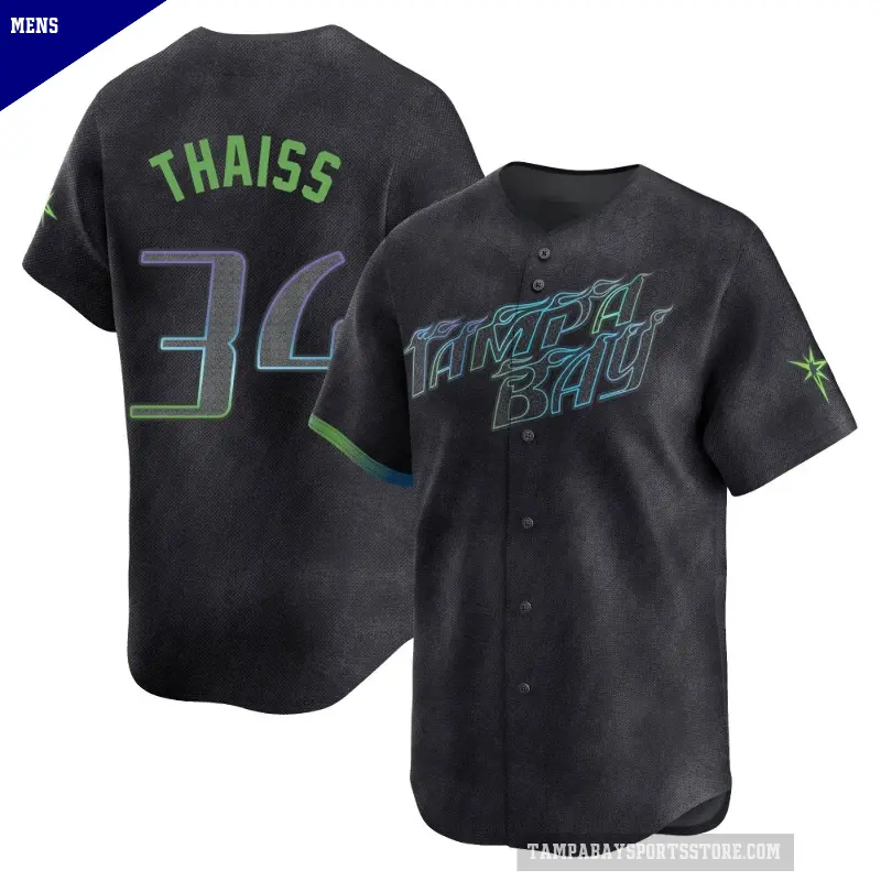 Men's No.34 Matt Thaiss Tampa Bay Rays Charcoal Limited 2024 City Connect Jersey