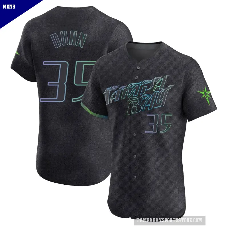 Men's No.35 Oliver Dunn Tampa Bay Rays Charcoal Elite 2024 City Connect Jersey