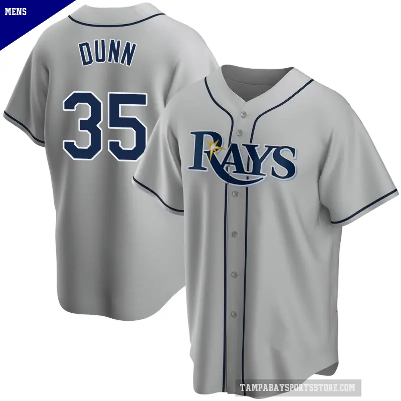 Men's No.35 Oliver Dunn Tampa Bay Rays Gray Replica Road Jersey