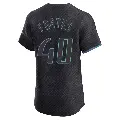 Men's No.40 Nick Fortes Tampa Bay Rays Charcoal Elite 2024 City Connect Jersey