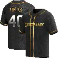 Men's No.40 Nick Fortes Tampa Bay Rays Gold Replica Black en Alternate Jersey