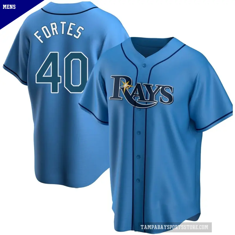 Men's No.40 Nick Fortes Tampa Bay Rays Light Blue Replica Alternate Jersey