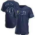 Men's No.40 Nick Fortes Tampa Bay Rays Navy Authentic Alternate Jersey