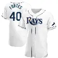 Men's No.40 Nick Fortes Tampa Bay Rays White Authentic Home Jersey