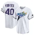 Men's No.40 Nick Fortes Tampa Bay Rays White Limited Throwback Cooperstown Jersey