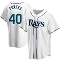 Men's No.40 Nick Fortes Tampa Bay Rays White Replica Home Jersey