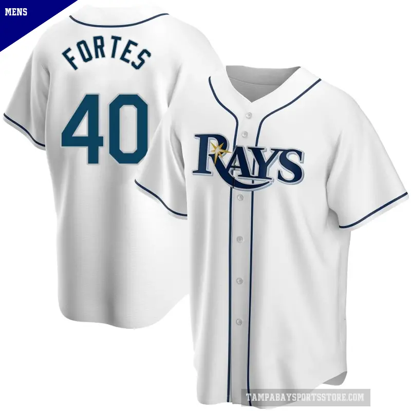 Men's No.40 Nick Fortes Tampa Bay Rays White Replica Home Jersey