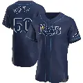 Men's No.50 Kenneth Piper Tampa Bay Rays Navy Authentic Alternate Jersey