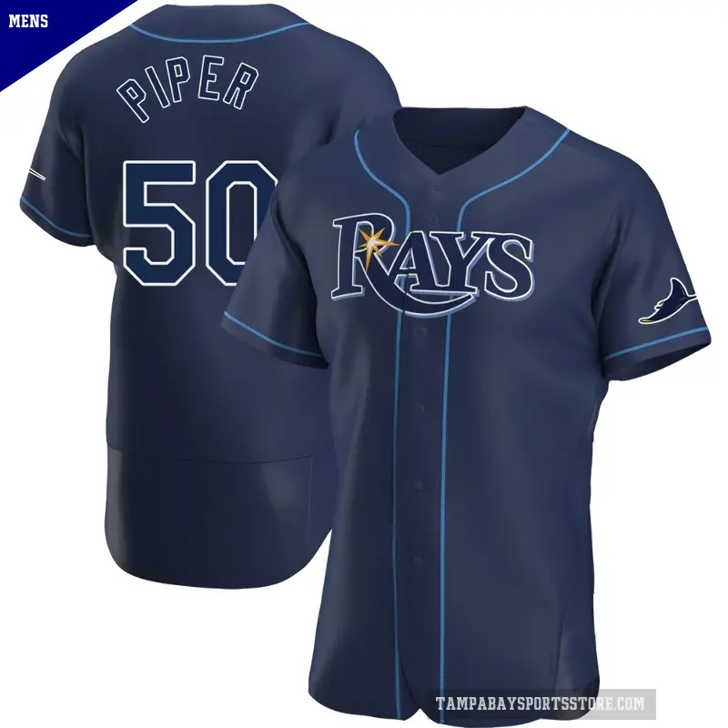 Men's No.50 Kenneth Piper Tampa Bay Rays Navy Authentic Alternate Jersey