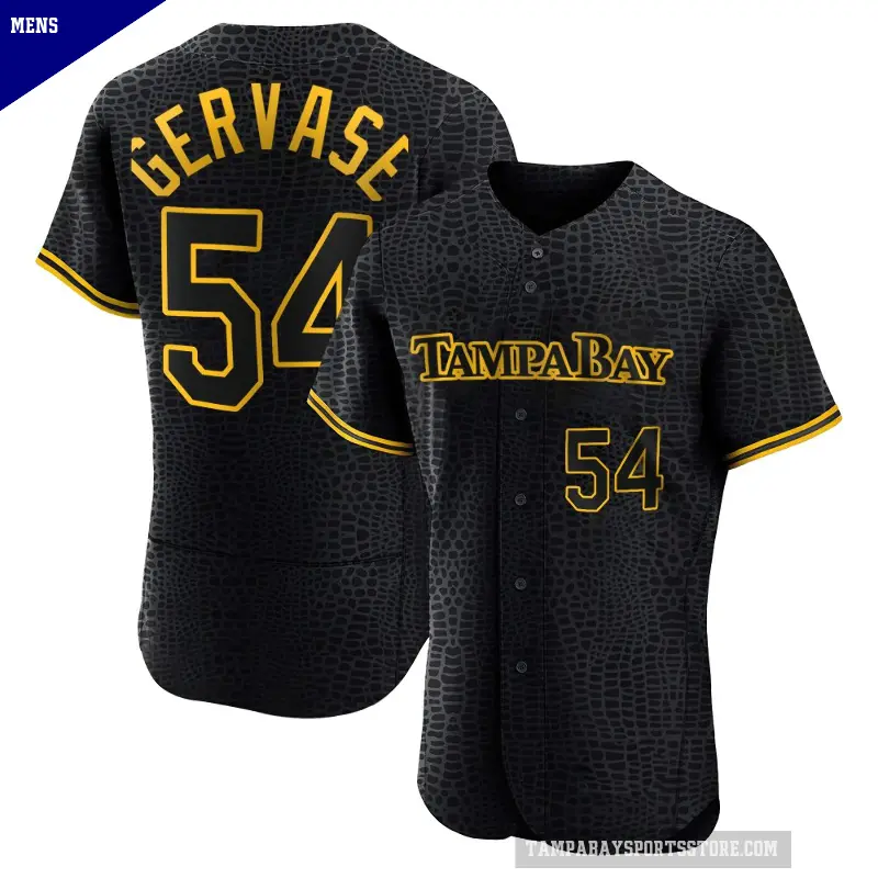 Men's No.54 Paul Gervase Tampa Bay Rays Black Authentic Snake Skin City Jersey