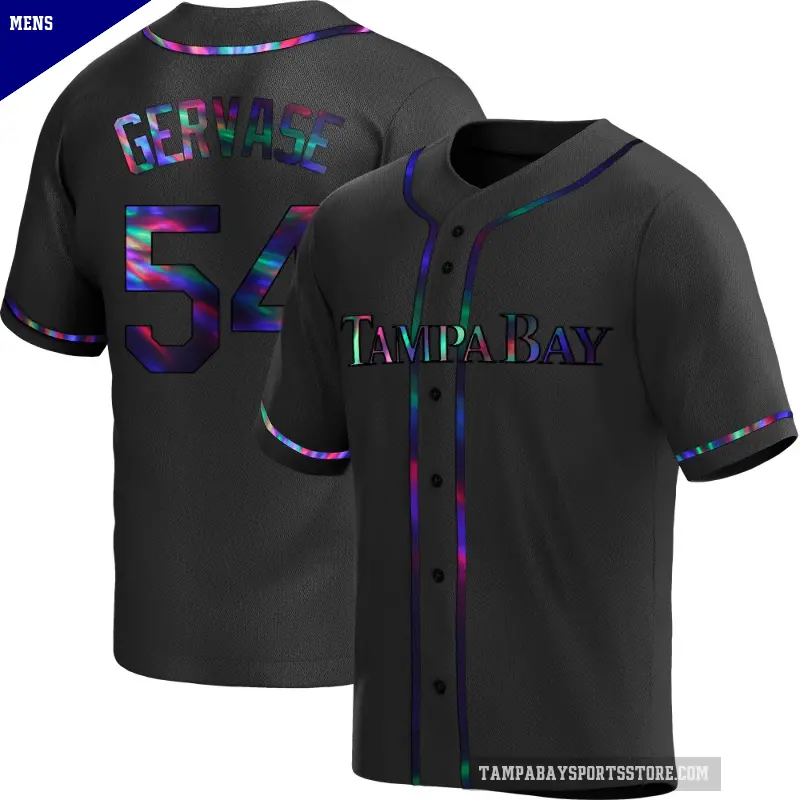 Men's No.54 Paul Gervase Tampa Bay Rays Black Replica Holographic Alternate Jersey