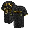 Men's No.54 Paul Gervase Tampa Bay Rays Black Replica Snake Skin City Jersey