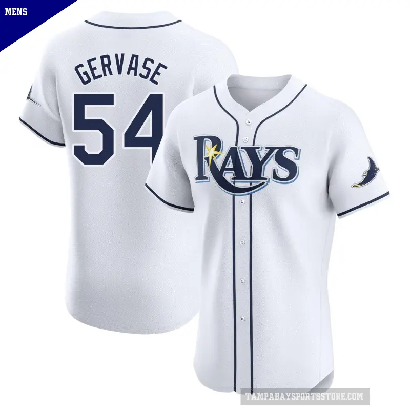 Men's No.54 Paul Gervase Tampa Bay Rays White Elite Home Jersey