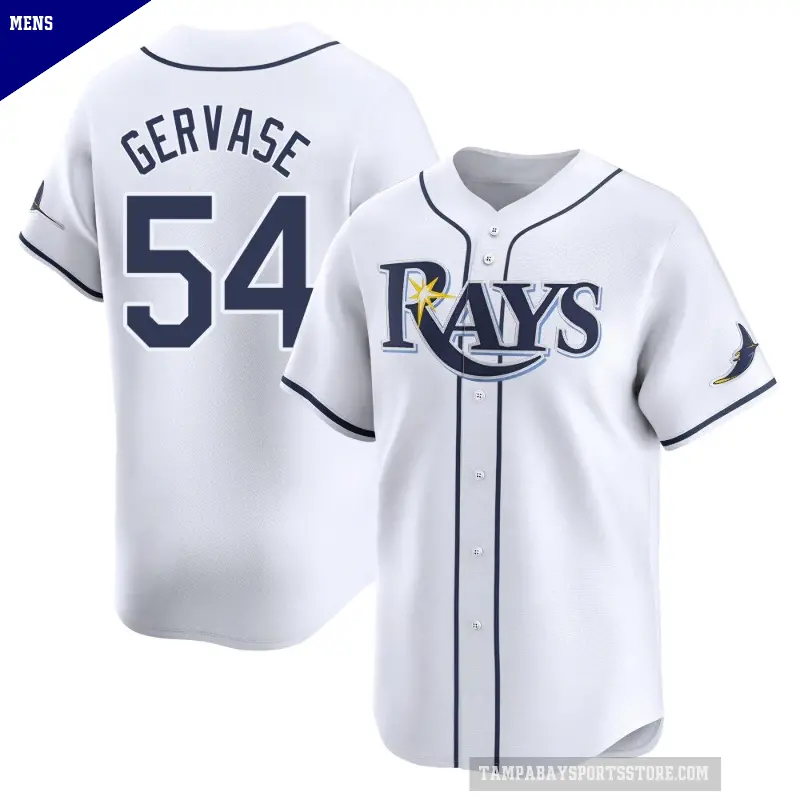 Men's No.54 Paul Gervase Tampa Bay Rays White Limited Home Jersey