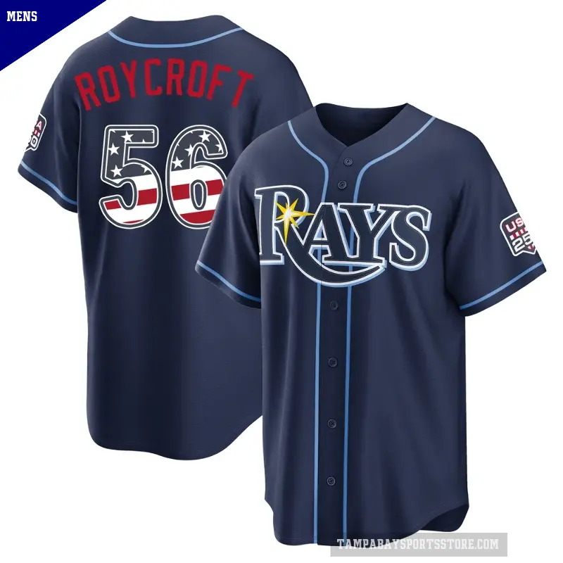 Men's No.56 Chris Roycroft Tampa Bay Rays Navy Limited USA 250 Fourth Of July Road Stadium Jersey