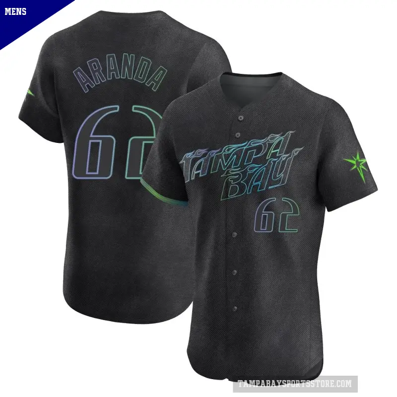 Men's No.62 Jonathan Aranda Tampa Bay Rays Charcoal Elite 2024 City Connect Jersey