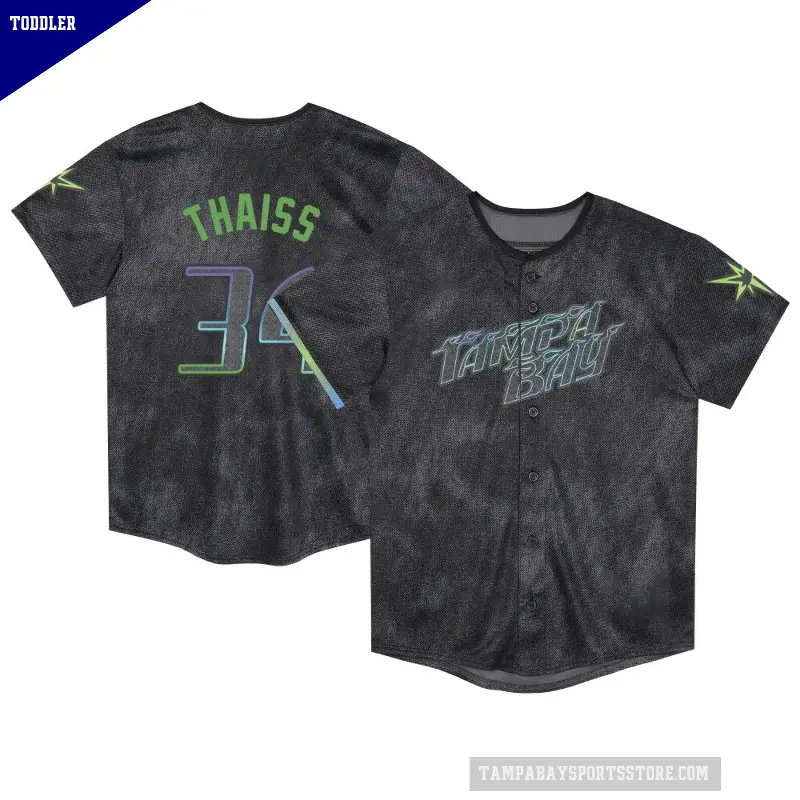 Toddler No.34 Matt Thaiss Tampa Bay Rays Charcoal Limited 2024 City Connect Jersey