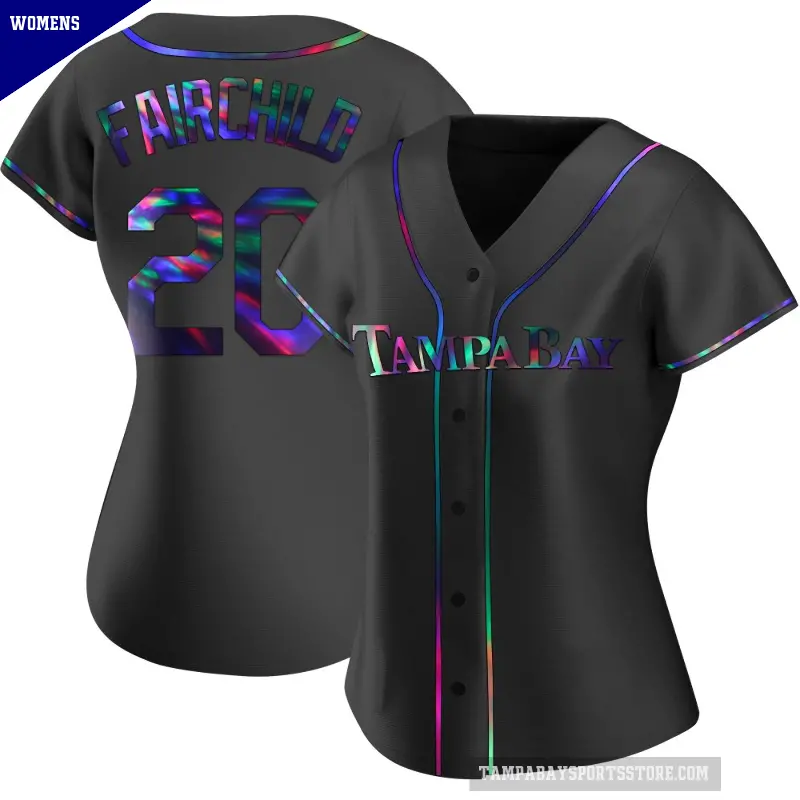 Women's No.20 Stuart Fairchild Tampa Bay Rays Black Replica Holographic Alternate Jersey