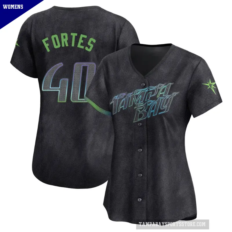 Women's No.40 Nick Fortes Tampa Bay Rays Charcoal Limited 2024 City Connect Jersey