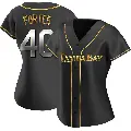 Women's No.40 Nick Fortes Tampa Bay Rays Gold Replica Black en Alternate Jersey