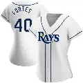 Women's No.40 Nick Fortes Tampa Bay Rays White Authentic Home Jersey
