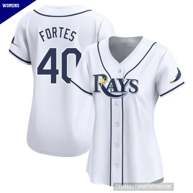 Women's No.40 Nick Fortes Tampa Bay Rays White Limited Home Jersey