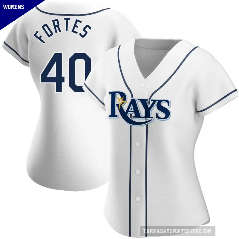 Women's No.40 Nick Fortes Tampa Bay Rays White Replica Home Jersey