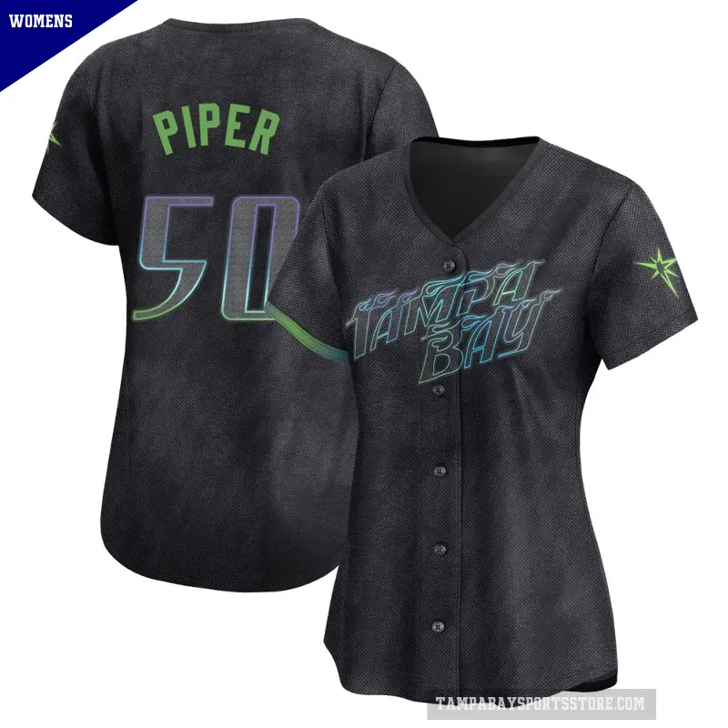 Women's No.50 Kenneth Piper Tampa Bay Rays Charcoal Limited 2024 City Connect Jersey