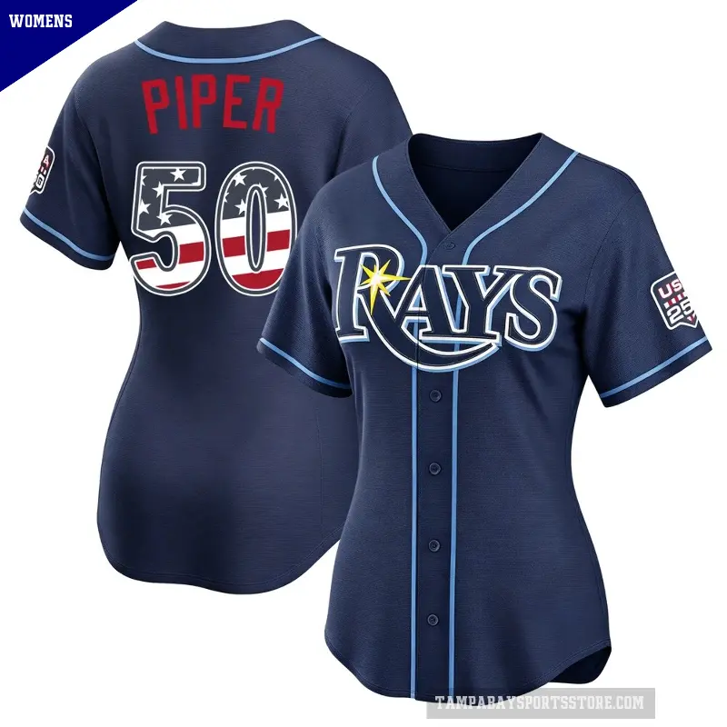 Women's No.50 Kenneth Piper Tampa Bay Rays Navy Limited USA 250 Fourth Of July Road Stadium Jersey