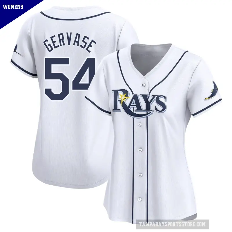 Women's No.54 Paul Gervase Tampa Bay Rays White Limited Home Jersey