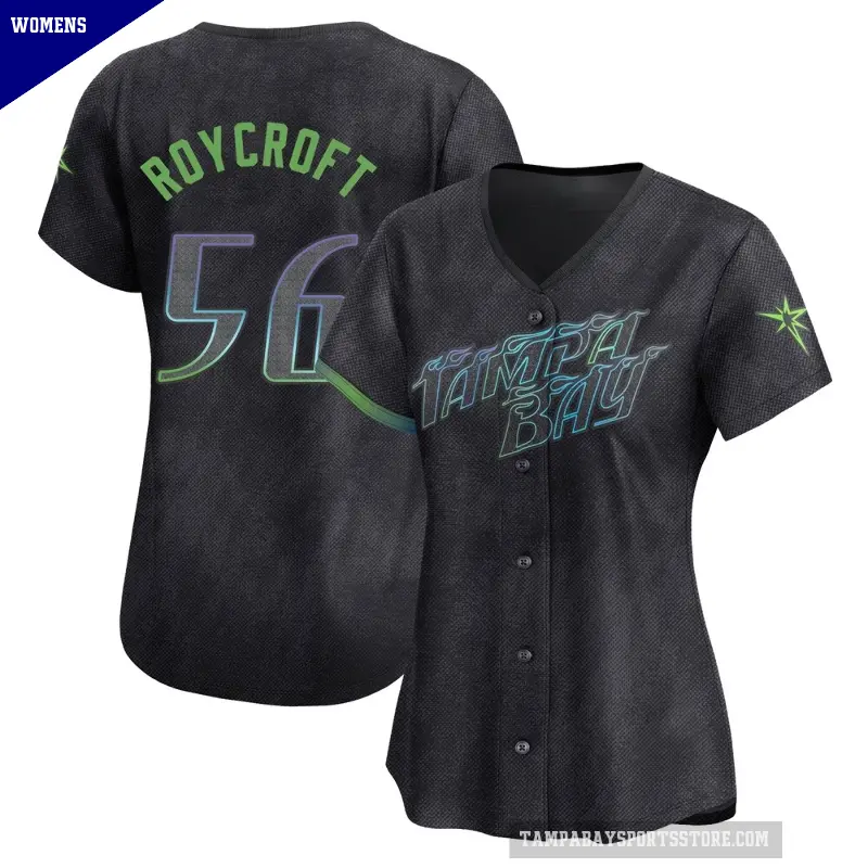 Women's No.56 Chris Roycroft Tampa Bay Rays Charcoal Limited 2024 City Connect Jersey
