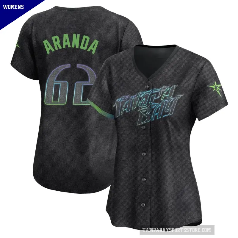 Women's No.62 Jonathan Aranda Tampa Bay Rays Charcoal Limited 2024 City Connect Jersey