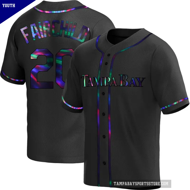 Youth No.20 Stuart Fairchild Tampa Bay Rays Black Replica Holographic Alternate Jersey