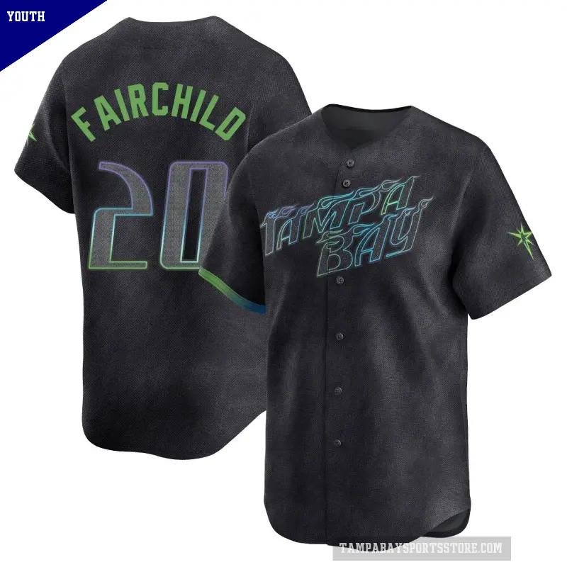 Youth No.20 Stuart Fairchild Tampa Bay Rays Charcoal Limited 2024 City Connect Jersey