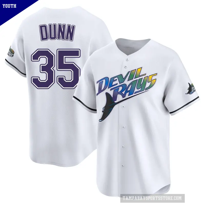 Youth No.35 Oliver Dunn Tampa Bay Rays White Limited Throwback Cooperstown Jersey