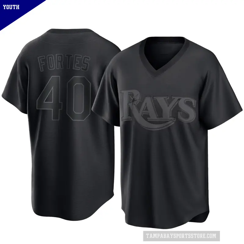 Youth No.40 Nick Fortes Tampa Bay Rays Black Replica Pitch Fashion Jersey