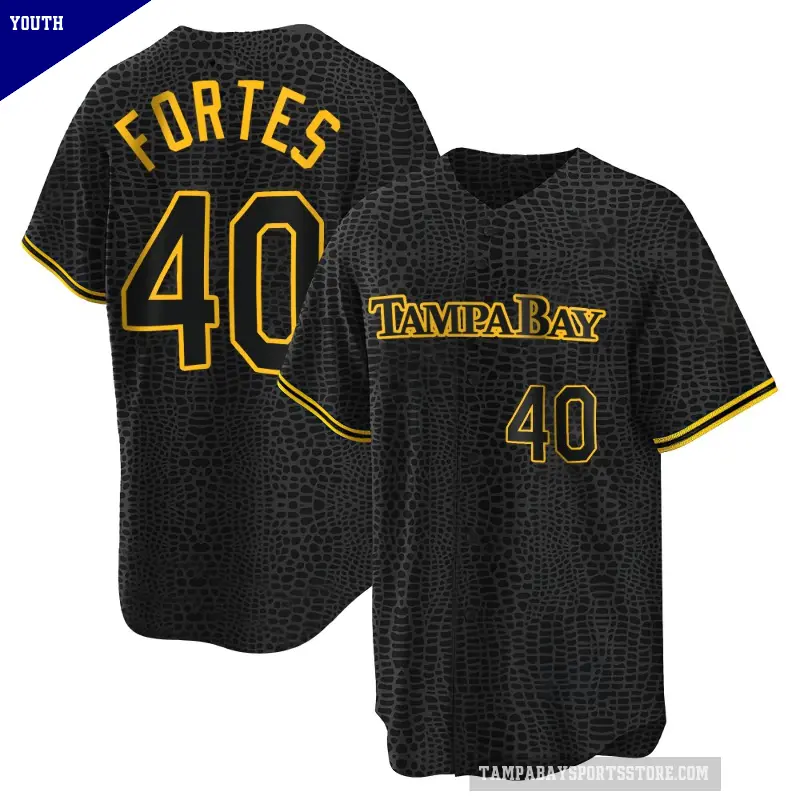 Youth No.40 Nick Fortes Tampa Bay Rays Black Replica Snake Skin City Jersey