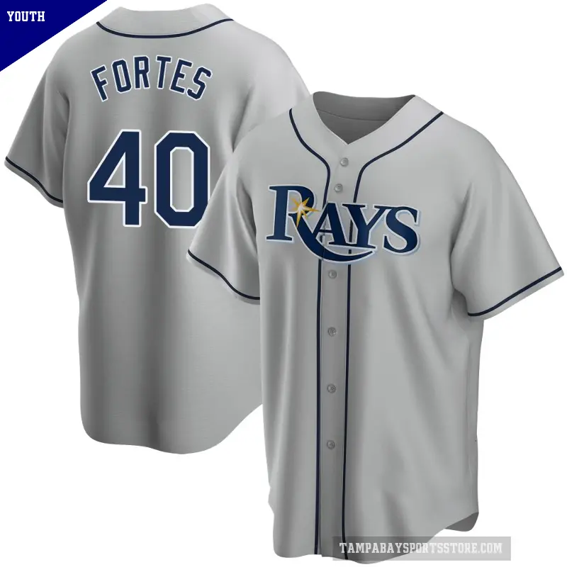 Youth No.40 Nick Fortes Tampa Bay Rays Gray Replica Road Jersey