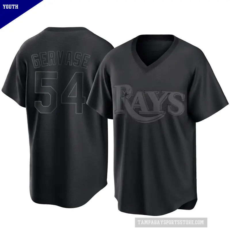 Youth No.54 Paul Gervase Tampa Bay Rays Black Replica Pitch Fashion Jersey