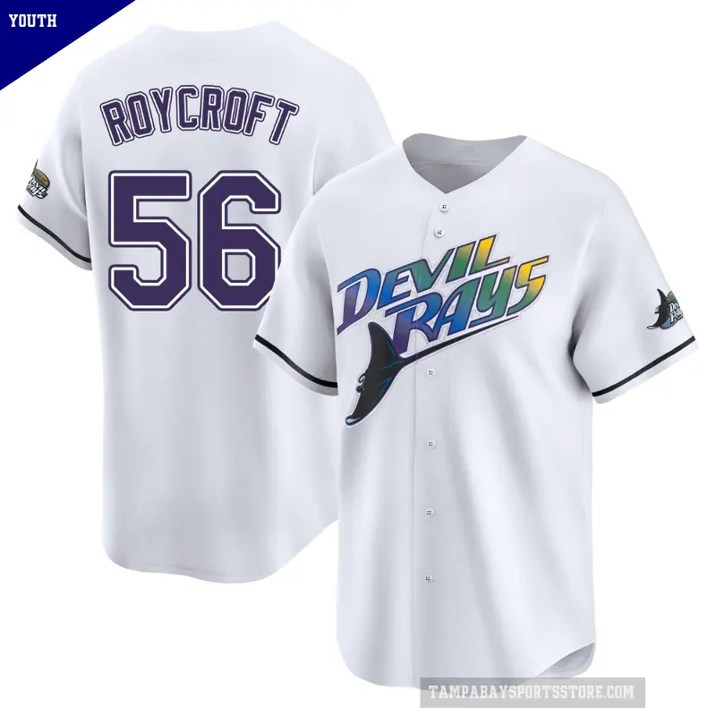 Youth No.56 Chris Roycroft Tampa Bay Rays White Limited Throwback Cooperstown Jersey