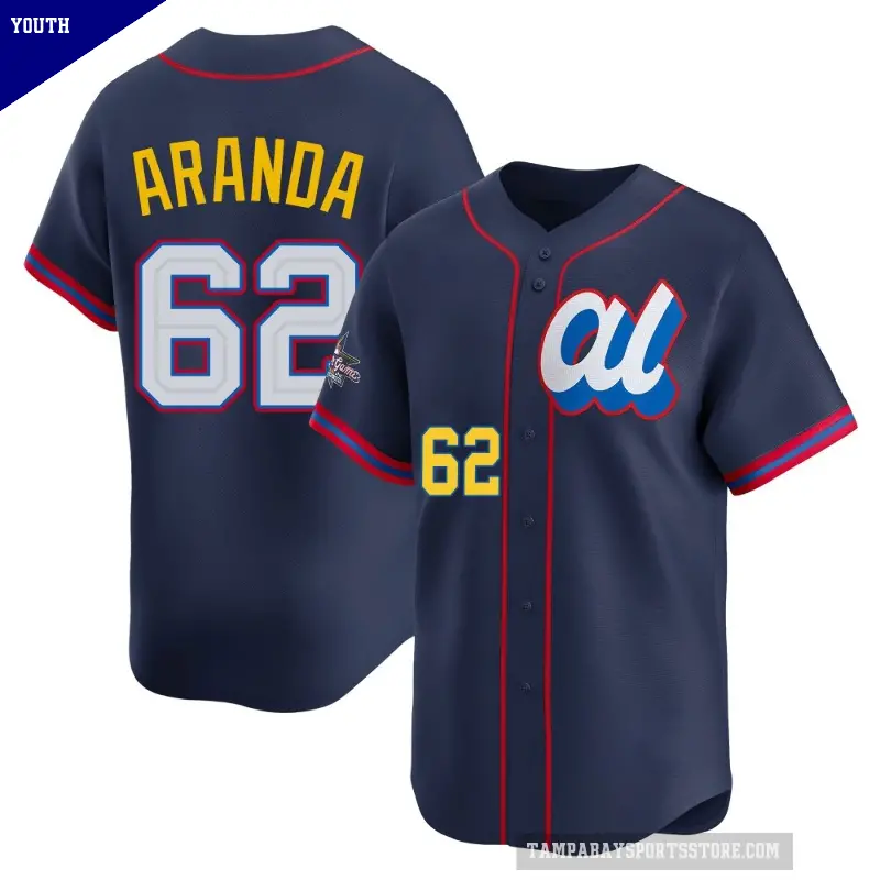 Youth No.62 Jonathan Aranda Tampa Bay Rays Navy Limited American League 2025 All-Star Edition Jersey